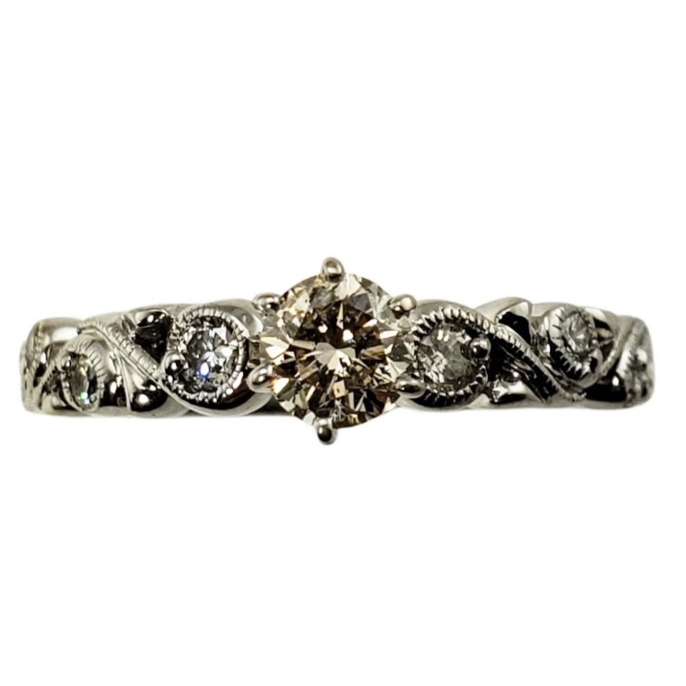 Vintage 14 Karat White Gold Diamond Engagement Ring Size 7 #12835